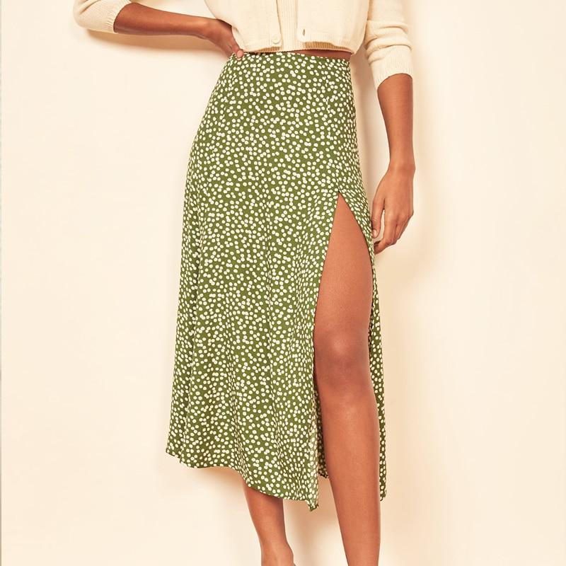 Vintage Flower Polka Dot Print Skirt