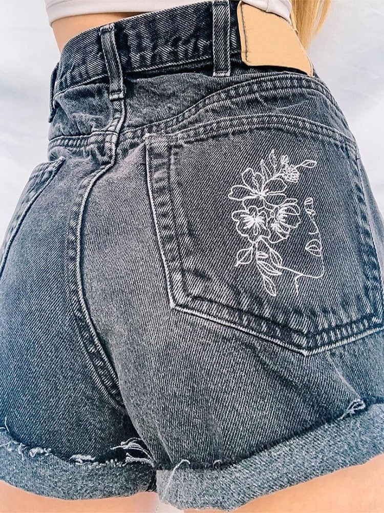 Casual High Waist Denim Shorts