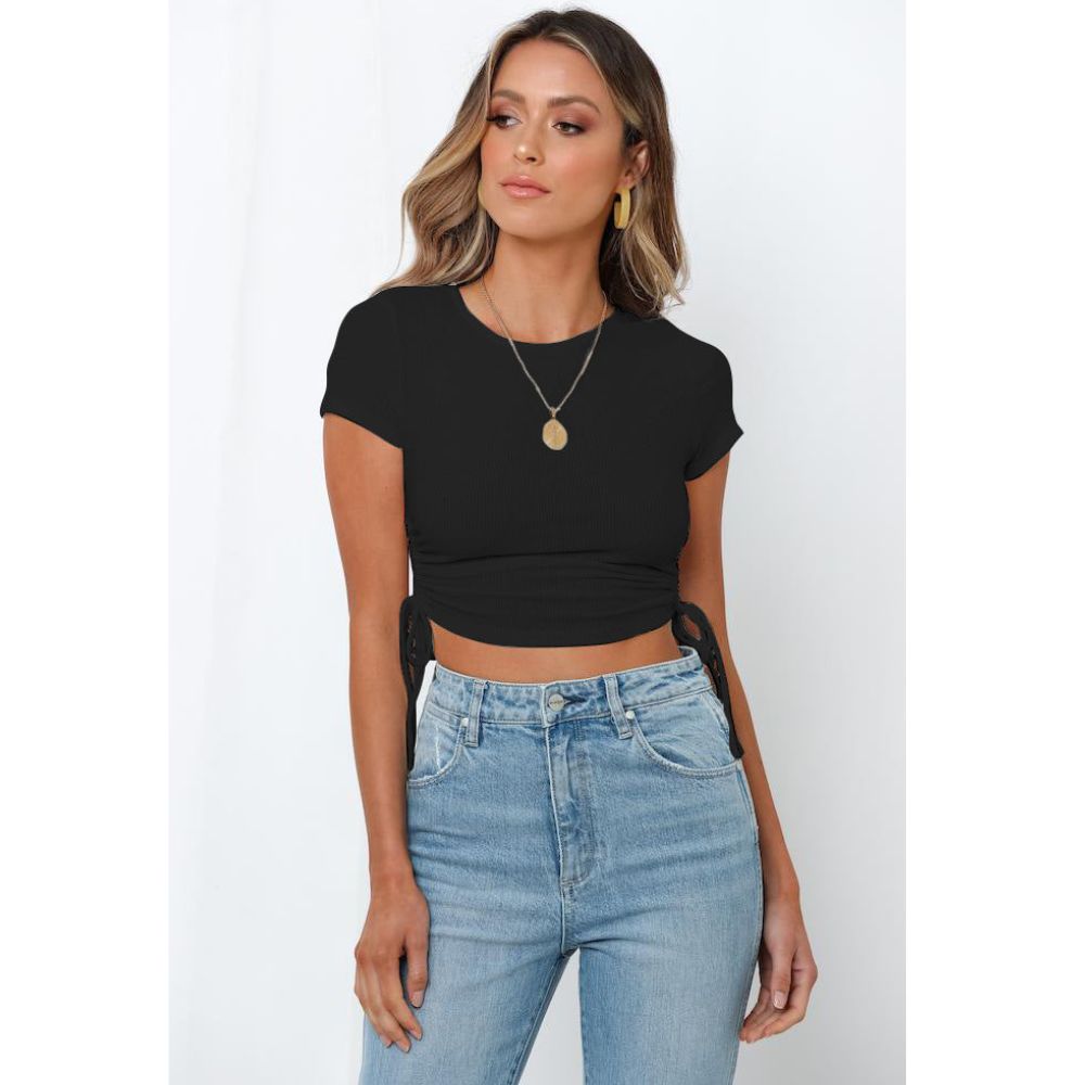 Drawstring Side Crop Top